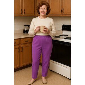 Vintage 80s/90s Haband for Her Purple Elastic Waist Pleated Pants Size 12P
